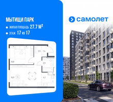 Планировка однокомнатной(квартира) площадью 40 квадратных метров в “ЖК Мытищи Парк”