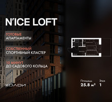 Планировка студии(апартаменты) площадью 25.8 квадратных метров в “ЖК N’ICE LOFT (Найс Лофт)”