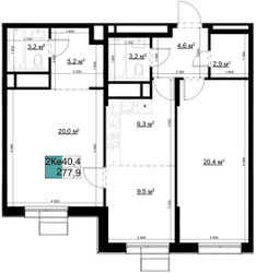 Планировка трехкомнатной(квартира) площадью 78.1 квадратных метров в ЖК “ЖК Одинцово Сити”