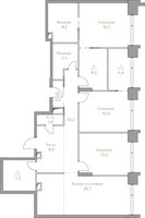Планировка трехкомнатной(квартира) площадью 131.8 квадратных метров в “ЖК Коллекция Лужники”