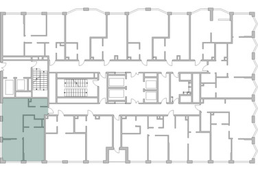 Планировка трехкомнатной(квартира) площадью 59.5 квадратных метров в ЖК “ЖК Мневники от Гранель”