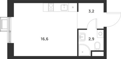 Планировка студии(квартира) площадью 22.7 квадратных метров в ЖК “ЖК Форевиль”