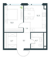 Планировка однокомнатной(квартира) площадью 40.4 квадратных метров в “ЖК Level Нижегородская”