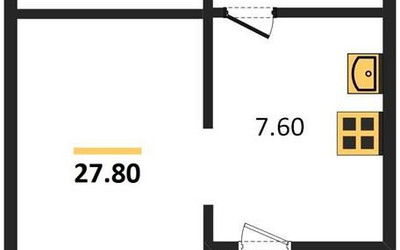 Планировка студии(квартира) площадью 27.8 квадратных метров в ЖК “ЖК Первый Лермонтовский”