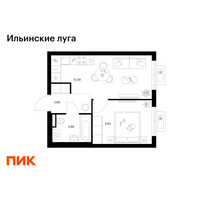 Планировка однокомнатной(квартира) площадью 32.48 квадратных метров в “ЖК Ильинские луга”