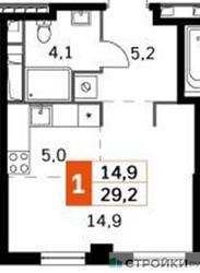 Планировка студии(квартира) площадью 29.2 квадратных метров в “ЖК Sydney City (Сидней Сити)”