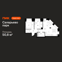 Планировка двухкомнатной(квартира) площадью 50.8 квадратных метров в “ЖК Саларьево парк”