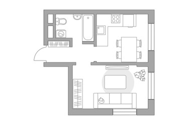 Планировка однокомнатной(квартира) площадью 33.16 квадратных метров в ЖК “ЖК Живописный”
