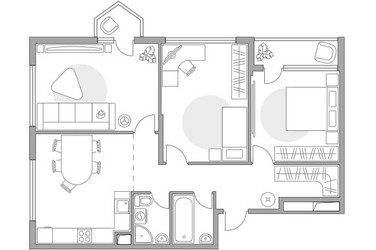 Планировка трехкомнатной(квартира) площадью 87.7 квадратных метров в ЖК “ЖК Бригантина”