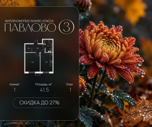 Планировка однокомнатной(квартира) площадью 41.5 квадратных метров в ЖК “Павлово 3”