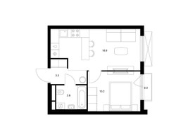 Планировка однокомнатной(квартира) площадью 34.3 квадратных метров в “ЖК Яуза Парк (Мытищи)”