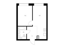 Планировка однокомнатной(квартира) площадью 35.7 квадратных метров в “ЖК Полар”