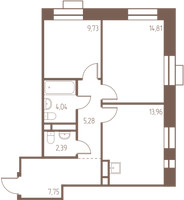 Планировка двухкомнатной(квартира) площадью 58 квадратных метров в “ЖК Западная Ивантеевка”