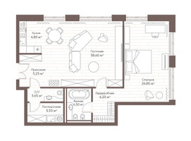 Планировка однокомнатной(квартира) площадью 96.85 квадратных метров в “Жилой дом Кло 17”