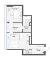 Планировка однокомнатной(квартира) площадью 74 квадратных метров в “Клубный квартал "Фрунзенская набережная"”