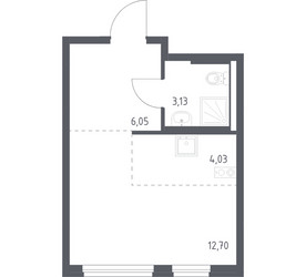 Планировка студии(квартира) площадью 25.7 квадратных метров в ЖК “ЖК Новое Внуково”