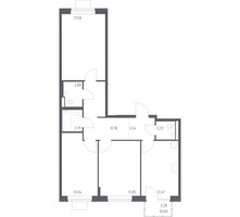 Планировка трехкомнатной(квартира) площадью 79.83 квадратных метров в “ЖК Подольские кварталы”
