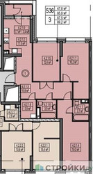 Планировка трехкомнатной(квартира) площадью 87.5 квадратных метров в “ЖК Sky Garden (Скай Гарден)”