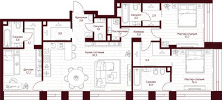Планировка трехкомнатной(квартира) площадью 111.2 квадратных метров в “ЖК Дом 7 Даниловский”