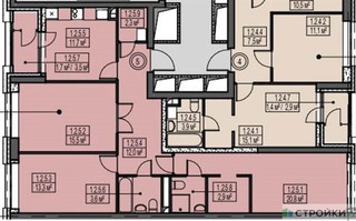 Планировка трехкомнатной(квартира) площадью 83.8 квадратных метров в “ЖК Sky Garden (Скай Гарден)”