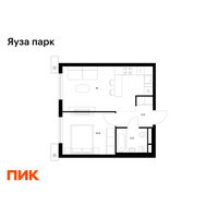 Планировка однокомнатной(квартира) площадью 36.1 квадратных метров в “ЖК Яуза Парк (Мытищи)”