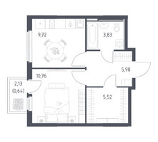 Планировка однокомнатной(квартира) площадью 36.45 квадратных метров в “ЖК Остафьево”