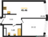 Планировка однокомнатной(квартира) площадью 45.46 квадратных метров в “UNO Горбунова”