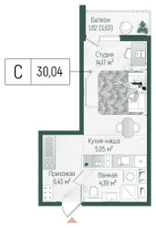 Планировка студии(квартира) площадью 31.86 квадратных метров в ЖК “ЖК Рига Хиллс”