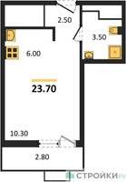 Планировка студии(квартира) площадью 23.7 квадратных метров в “ЖК Бунинские кварталы”