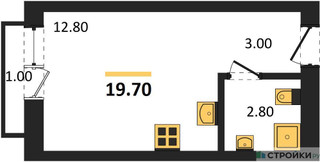 Планировка студии(квартира) площадью 19.7 квадратных метров в “ЖК Первый квартал”