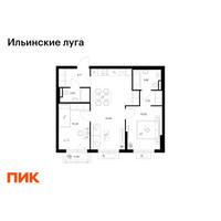 Планировка двухкомнатной(квартира) площадью 57.29 квадратных метров в “ЖК Ильинские луга”