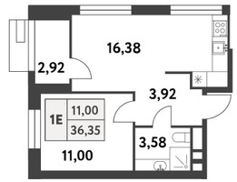 Планировка однокомнатной(квартира) площадью 35.7 квадратных метров в “ЖК Smart Garden (Смарт Гарден)”