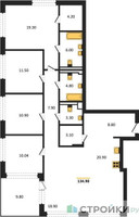 Планировка 4+ комнатной(квартира) площадью 134.9 квадратных метров в “ЖК FORIVER Residence (Форивер Резиденс)”