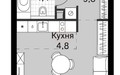 Планировка студии(квартира) площадью 32.8 квадратных метров в ЖК “ЖК Amber City (Амбер Сити)”