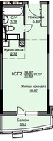 Планировка студии(квартира) площадью 32.4 квадратных метров в “ЖК Соболевка”