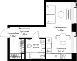 Планировка студии(квартира) площадью 30.93 квадратных метров в “ЖК Веер”