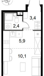Планировка студии(квартира) площадью 21.8 квадратных метров в ЖК “ЖК 1-й Химкинский (Первый Химкинский)”