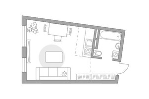 Планировка студии(квартира) площадью 28.66 квадратных метров в “ЖК Аникеевский”