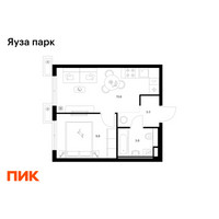 Планировка однокомнатной(квартира) площадью 32.3 квадратных метров в “ЖК Яуза Парк (Мытищи)”