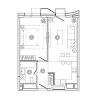 Планировка двухкомнатной(квартира) площадью 45.2 квадратных метров в “ЖК УНО Соколиная гора”