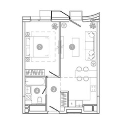 Планировка двухкомнатной(квартира) площадью 45.2 квадратных метров в ЖК “ЖК УНО Соколиная гора”