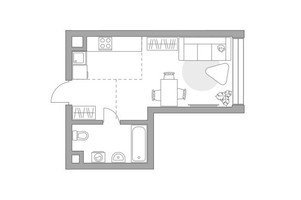 Планировка студии(квартира) площадью 28.03 квадратных метров в “ЖК Мневники от Гранель”