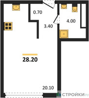 Планировка студии(квартира) площадью 28.2 квадратных метров в “Акценты”