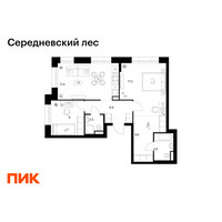 Планировка двухкомнатной(квартира) площадью 65.5 квадратных метров в “ЖК Середневский лес”