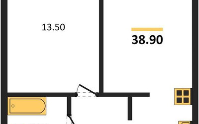 Планировка однокомнатной(квартира) площадью 38.9 квадратных метров в ЖК “ЖК Восточный”