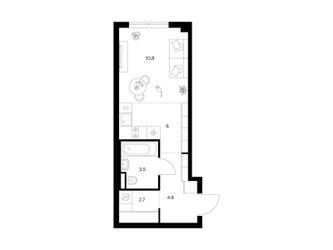Планировка студии(квартира) площадью 27.8 квадратных метров в ЖК “ЖК Ильинские луга”