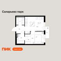 Планировка однокомнатной(квартира) площадью 35.9 квадратных метров в “ЖК Саларьево парк”