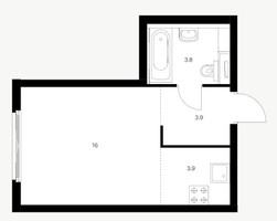 Планировка студии(квартира) площадью 27.6 квадратных метров в “ЖК Барклая 6”