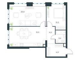 Планировка двухкомнатной(квартира) площадью 66.2 квадратных метров в “ЖК Левел Южнопортовая”