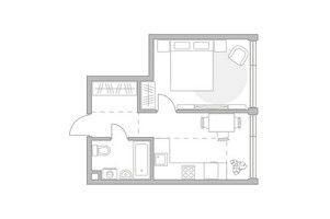 Планировка однокомнатной(квартира) площадью 37.23 квадратных метров в “ЖК Мневники от Гранель”